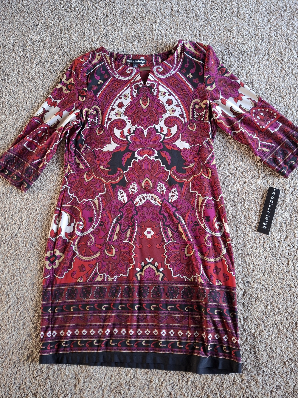 Madison Leigh Pink Paisley Midi Dress